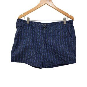 Eddie Bauer Women's Blue Patterned Shorts Size 12 Cotton Blend